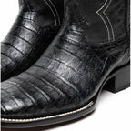 TUCSON Genuine Caiman Belly Skin Cowboy Boot from the Western Collection Black