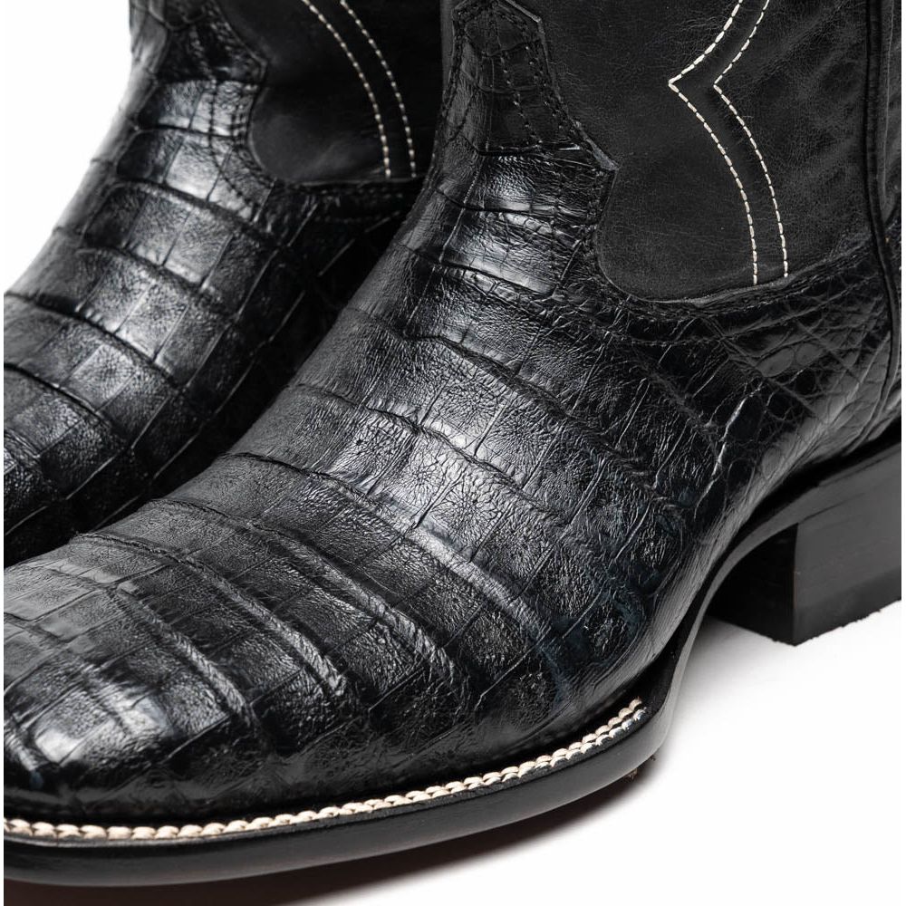 TUCSON Genuine Caiman Belly Skin Cowboy Boot from the Western Collection Black