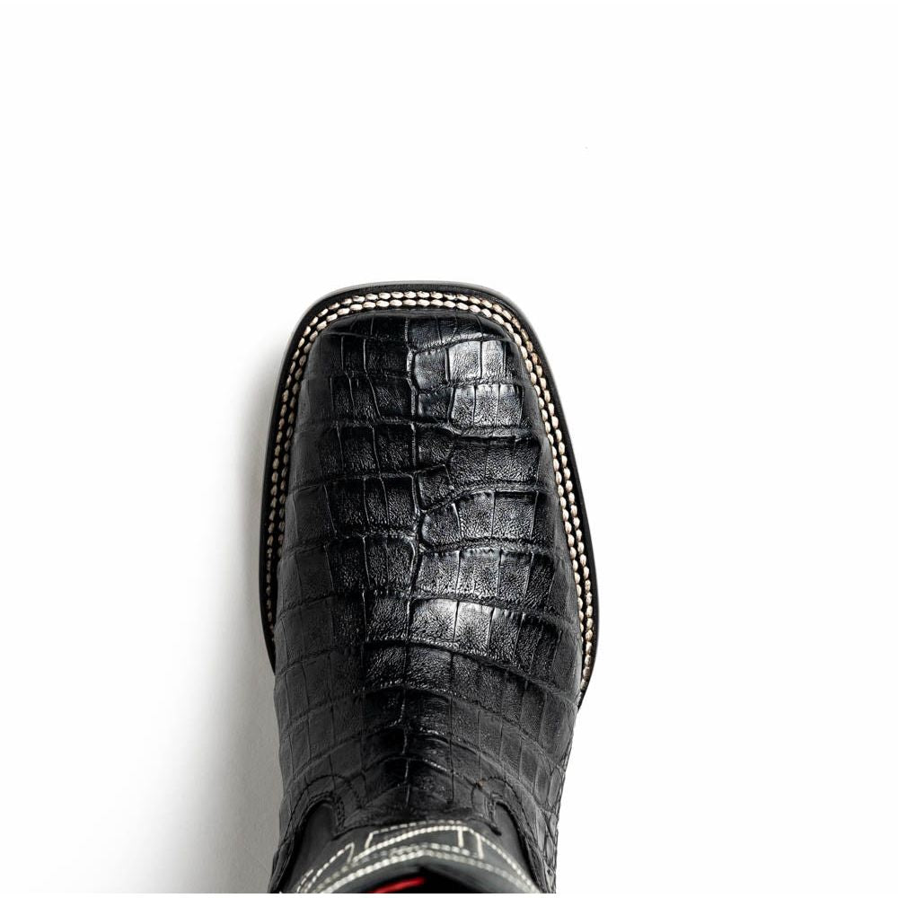 TUCSON Genuine Caiman Belly Skin Cowboy Boot from the Western Collection Black