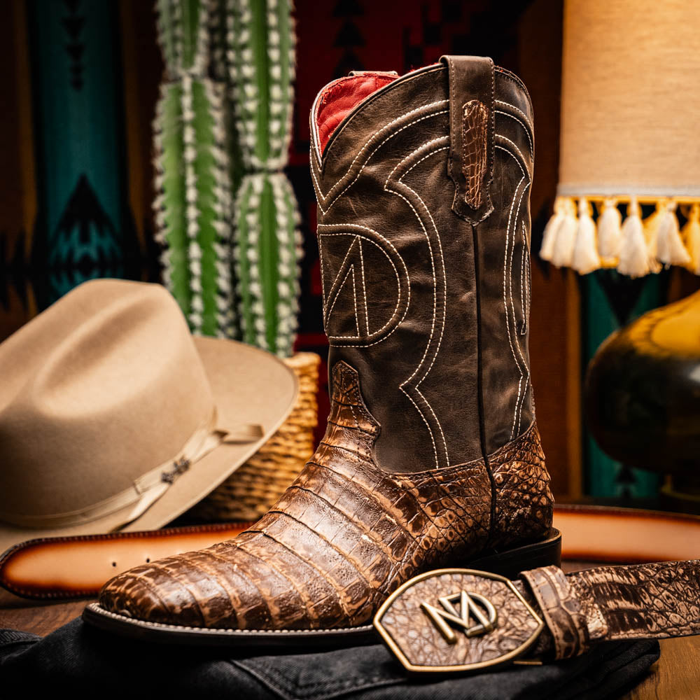 TUCSON Genuine Caiman Belly Skin Cowboy Boot from the Western CollectionStone Orix