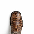 TUCSON Genuine Caiman Belly Skin Cowboy Boot from Western Collection Stone Brown