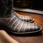 TUCSON Genuine Caiman Belly Skin Cowboy Boot from the Western Collection Stone Gray