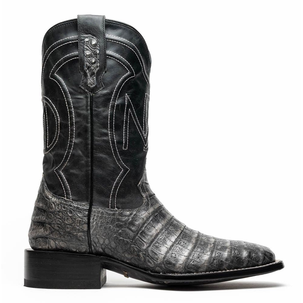 TUCSON Genuine Caiman Belly Skin Cowboy Boot from the Western Collection Stone Gray