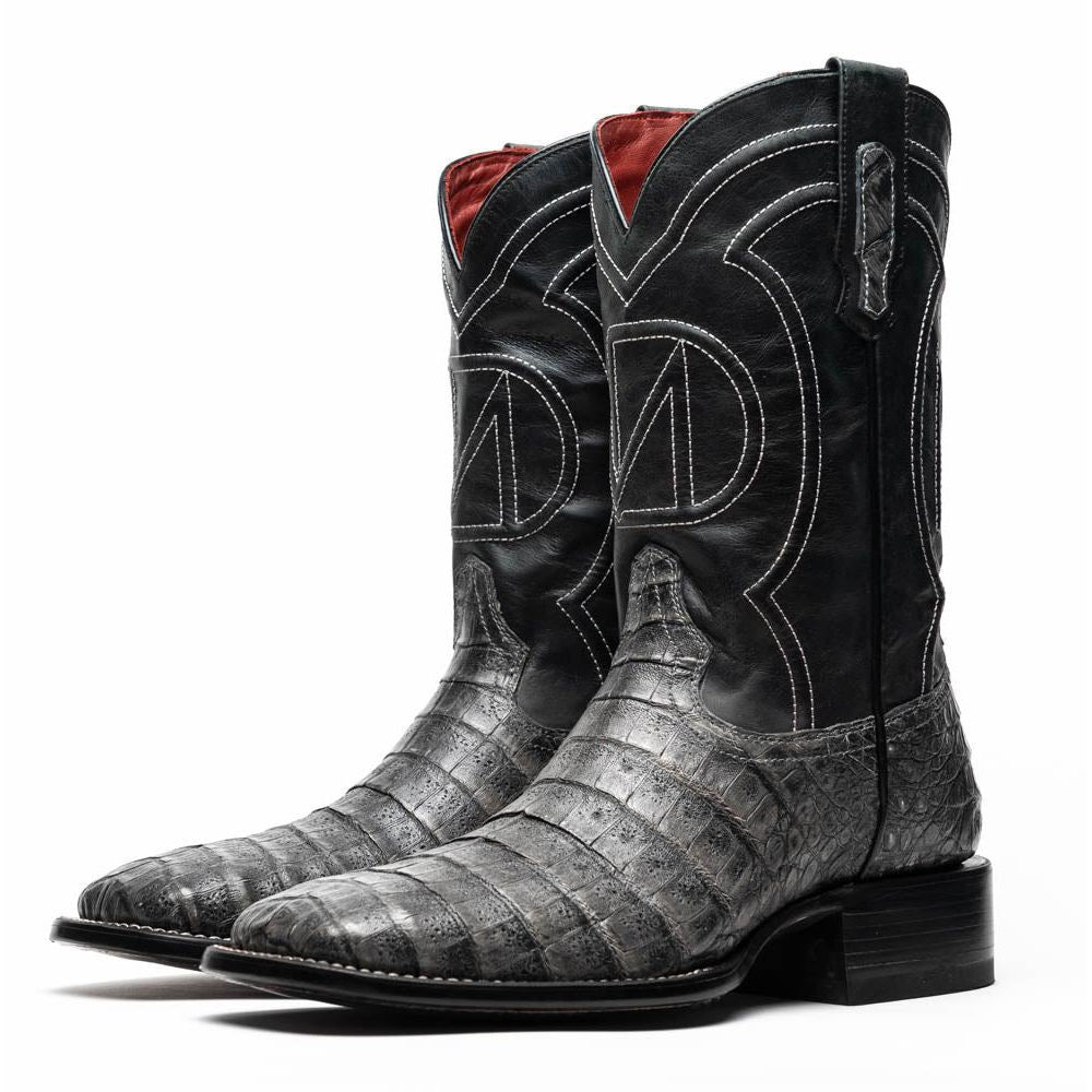 TUCSON Genuine Caiman Belly Skin Cowboy Boot from the Western Collection Stone Gray