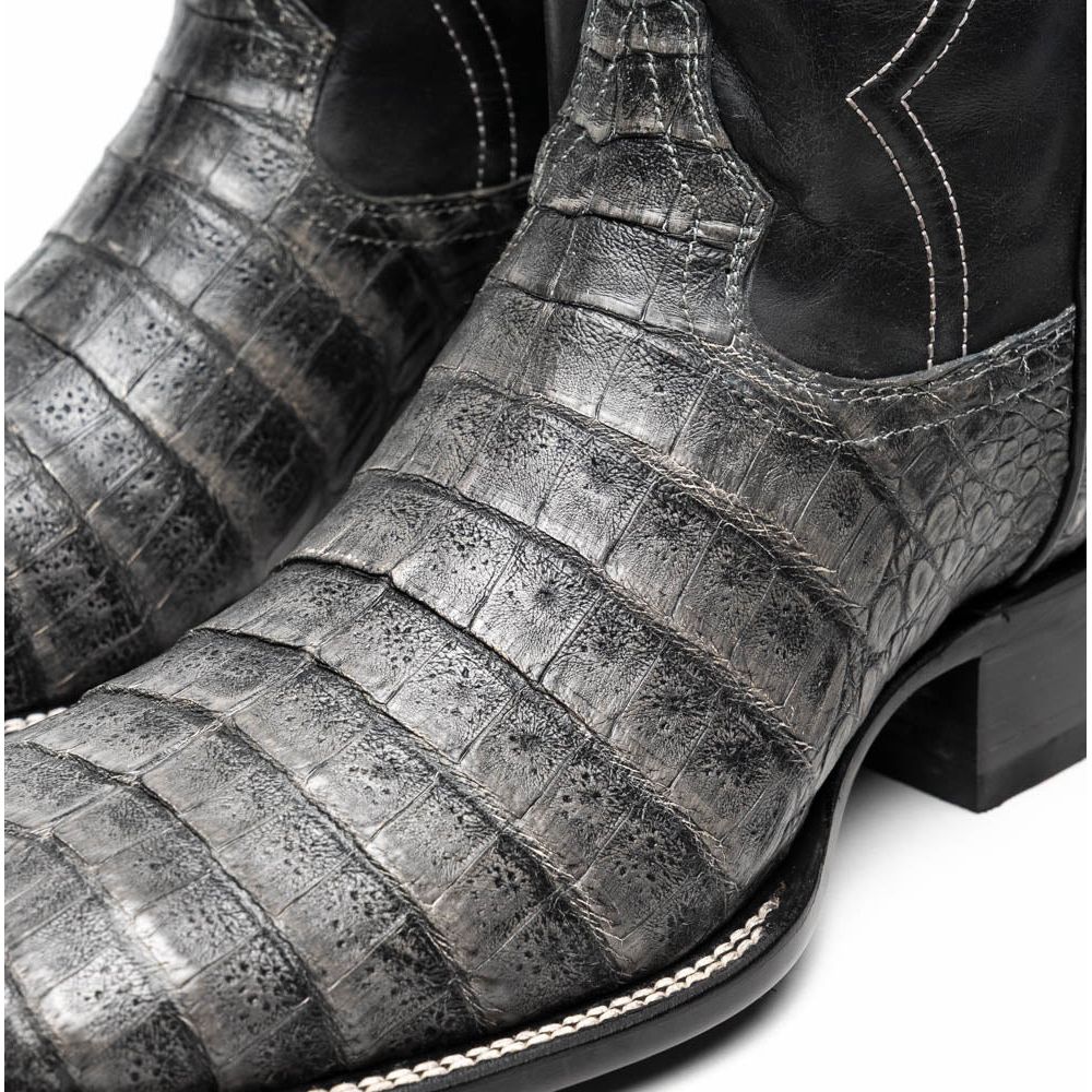 TUCSON Genuine Caiman Belly Skin Cowboy Boot from the Western Collection Stone Gray