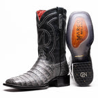 TUCSON Genuine Caiman Belly Skin Cowboy Boot from the Western Collection Stone Gray