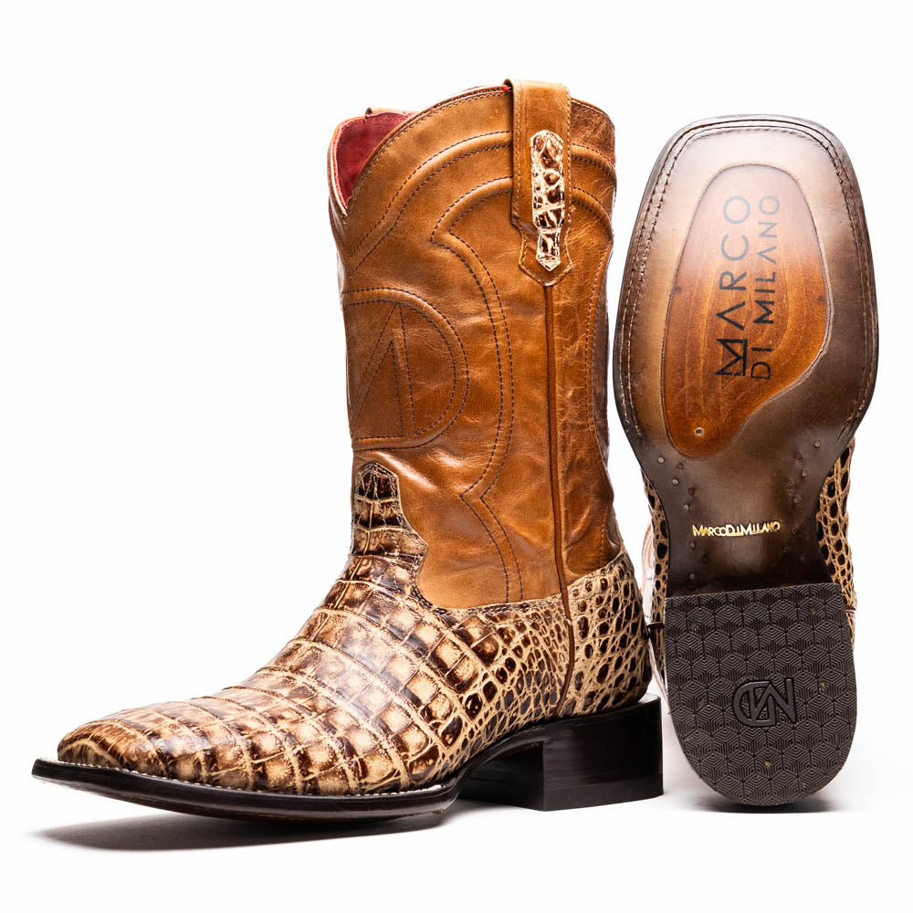 TUCSON Genuine Caiman Belly Skin Cowboy Boot from the Western CollectionStone Orix