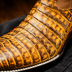 TUCSON Genuine Caiman Belly Skin Cowboy Boot from the Western CollectionMustard Brown