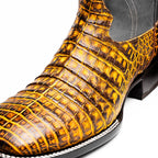 TUCSON Genuine Caiman Belly Skin Cowboy Boot from the Western CollectionMustard Brown