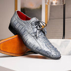 Men's Shoes genuine caiman crocodile dress derby's Tulum Gray