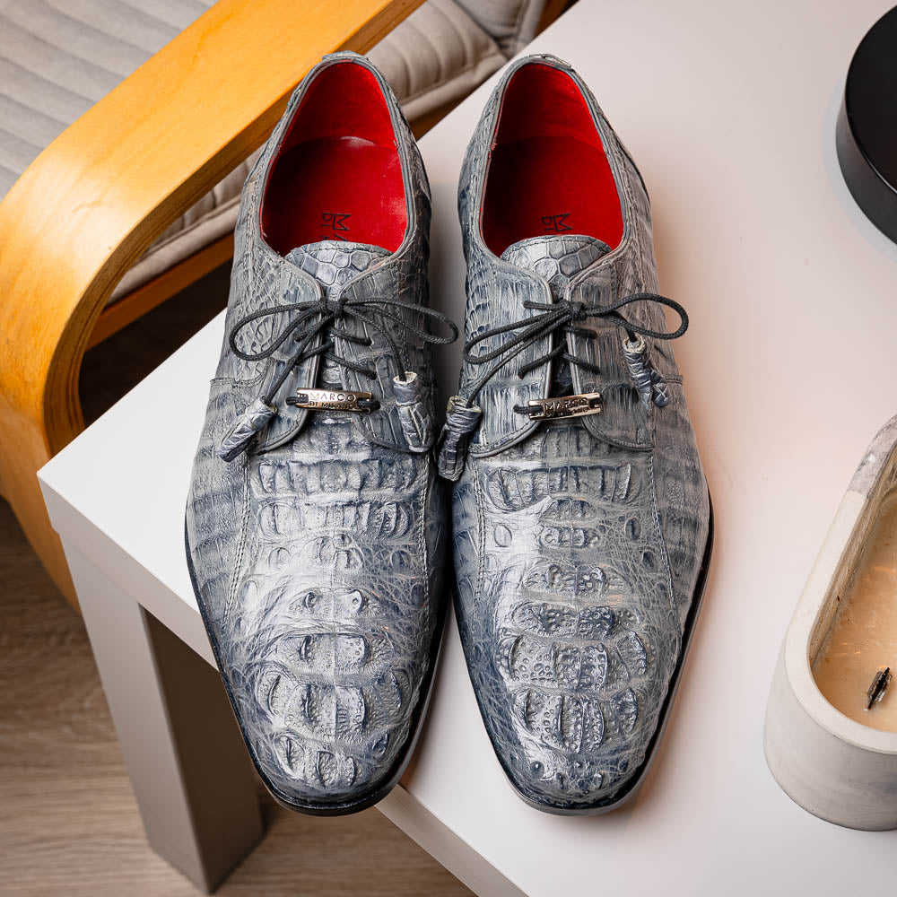 Men's Shoes genuine caiman crocodile dress derby's Tulum Gray