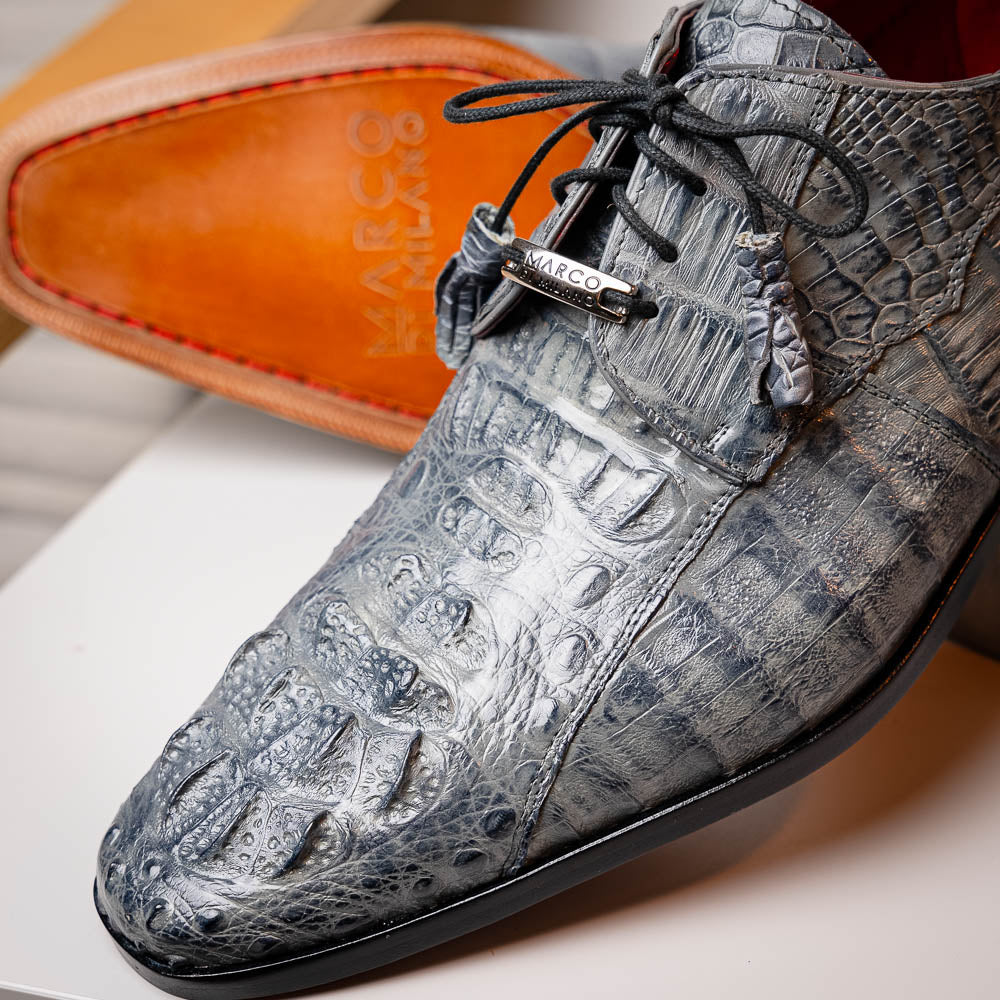 Men's Shoes genuine caiman crocodile dress derby's Tulum Gray