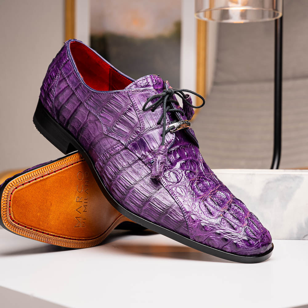 Men's Shoes genuine caiman crocodile dress derby Tulum Purple