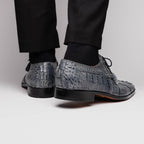 Men's Shoes genuine caiman crocodile dress derby's Tulum Gray