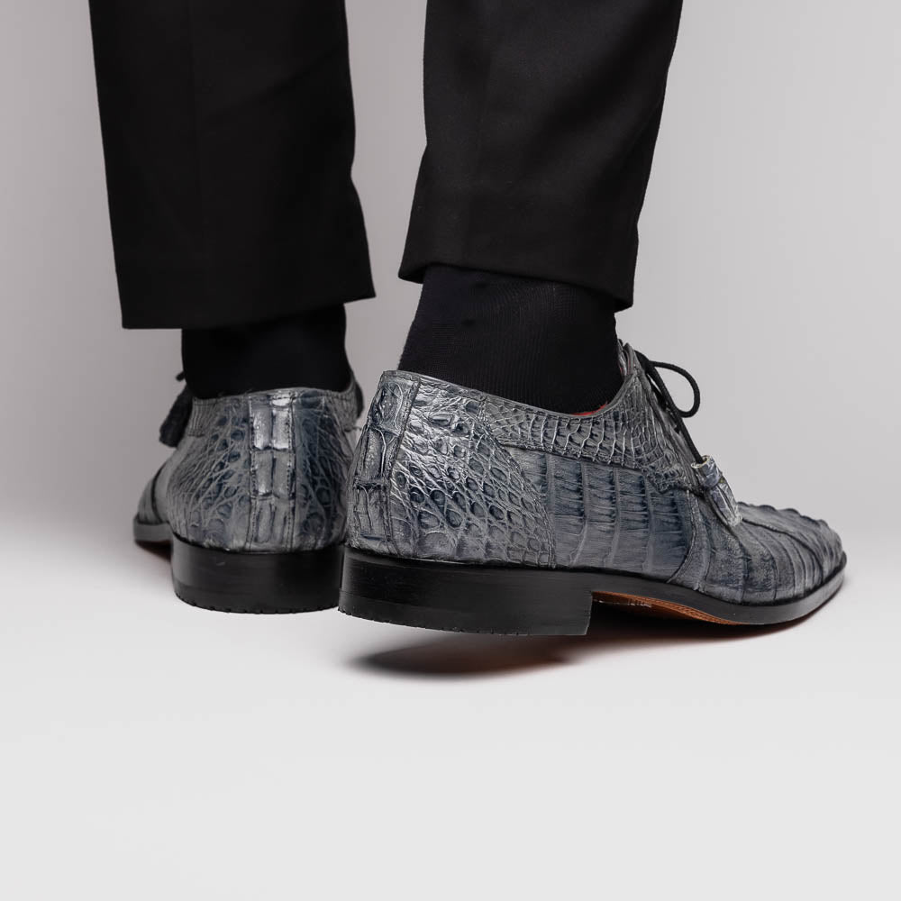 Men's Shoes genuine caiman crocodile dress derby's Tulum Gray