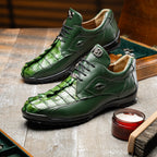 Genuine Hornback Caiman and Calf Leather Exotic Sneaker Udine Green