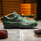 Genuine Hornback Caiman and Calf Leather Exotic Sneaker Udine Green