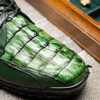 Genuine Hornback Caiman and Calf Leather Exotic Sneaker Udine Green