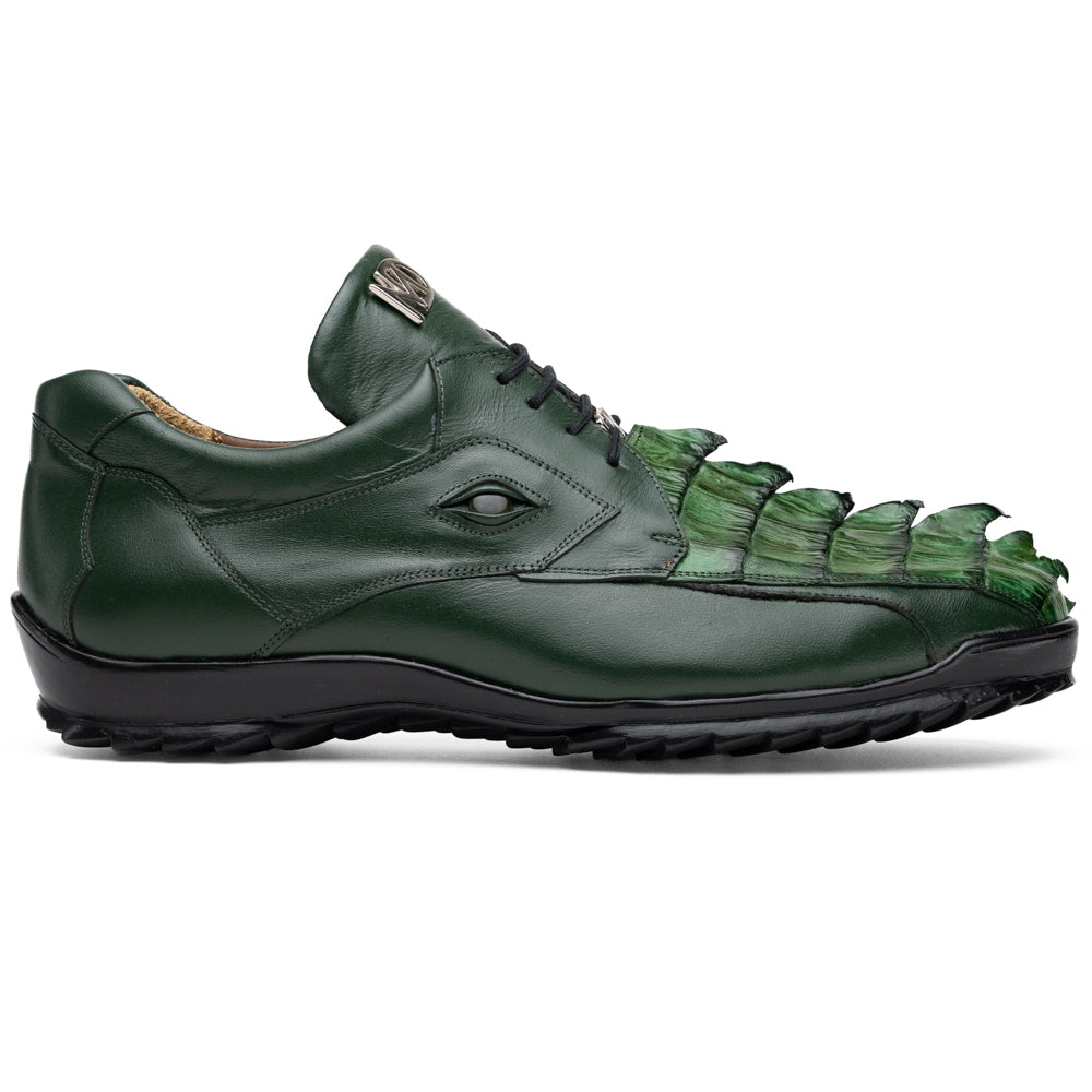 Genuine Hornback Caiman and Calf Leather Exotic Sneaker Udine Green