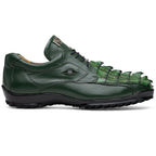 Genuine Hornback Caiman and Calf Leather Exotic Sneaker Udine Green