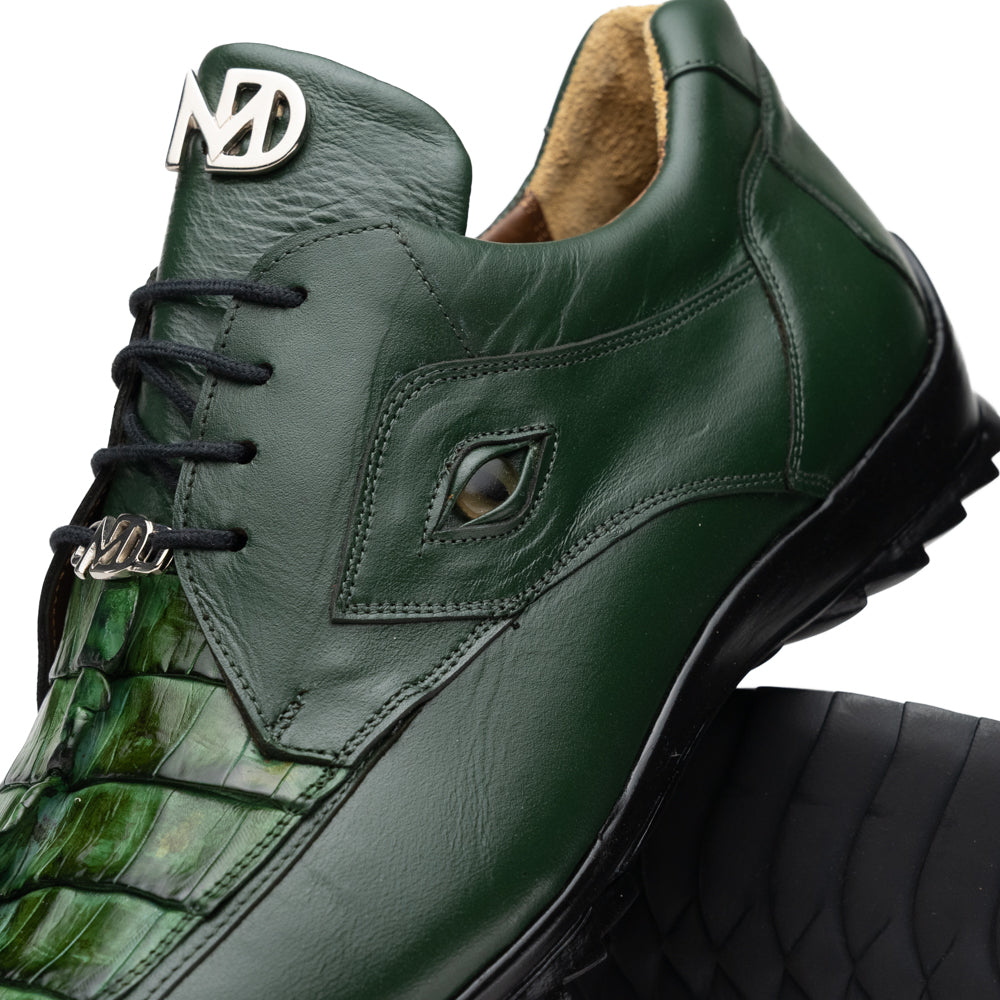 Genuine Hornback Caiman and Calf Leather Exotic Sneaker Udine Green