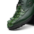 Genuine Hornback Caiman and Calf Leather Exotic Sneaker Udine Green
