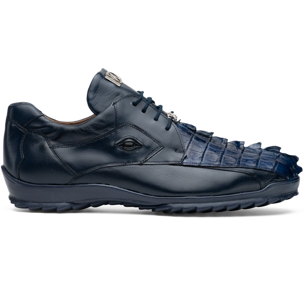 Genuine Hornback Caiman and Calf Leather Exotic Sneaker Udine Navy