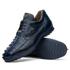 Genuine Hornback Caiman and Calf Leather Exotic Sneaker Udine Navy