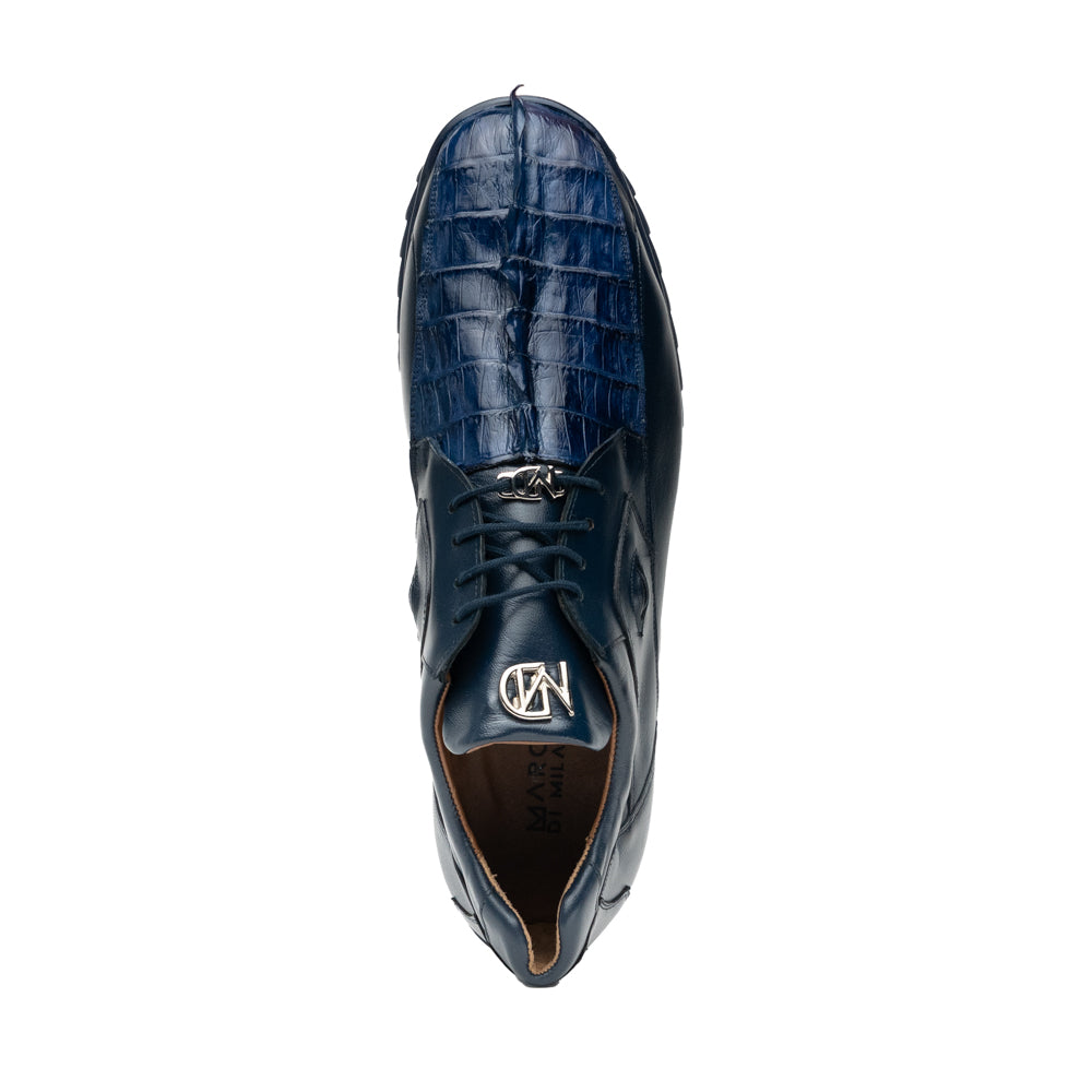 Genuine Hornback Caiman and Calf Leather Exotic Sneaker Udine Navy