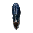 Genuine Hornback Caiman and Calf Leather Exotic Sneaker Udine Navy