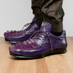 Genuine Hornback Caiman and Calf Leather Exotic Sneaker Udine Purple