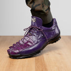 Genuine Hornback Caiman and Calf Leather Exotic Sneaker Udine Purple