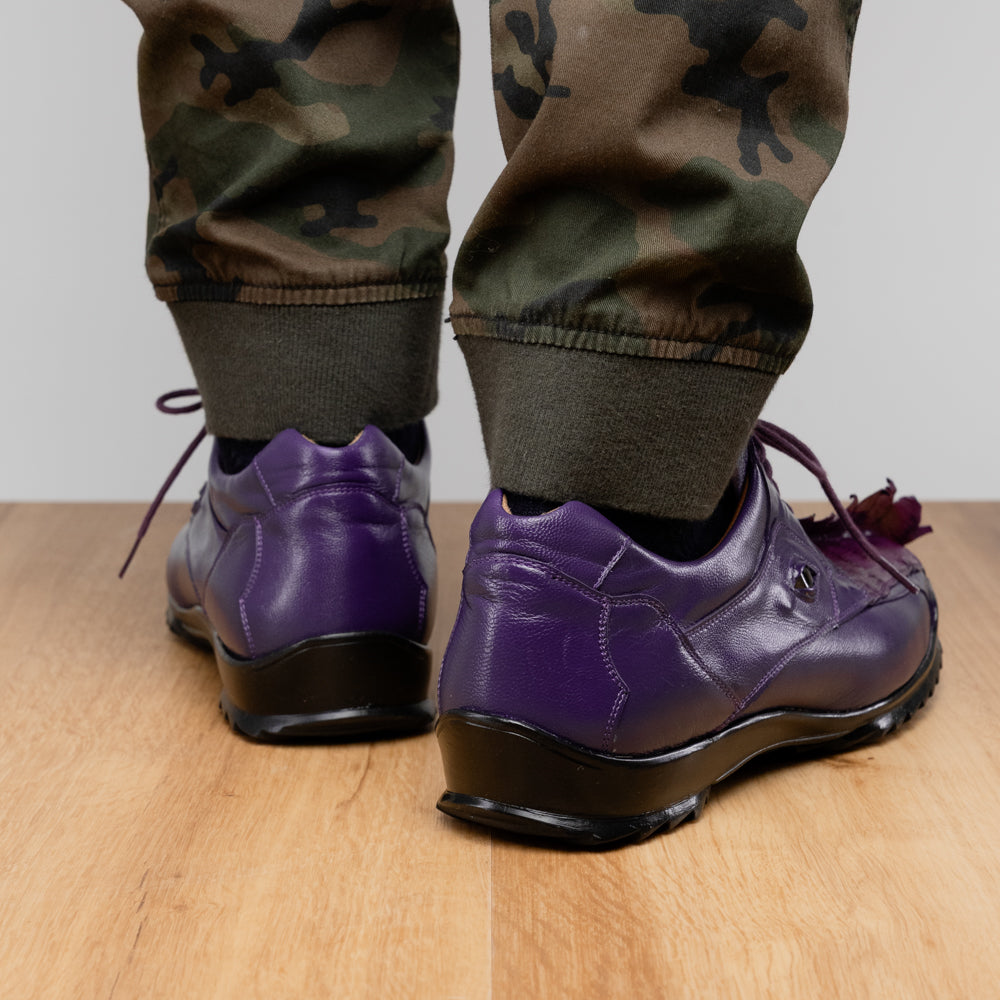 Genuine Hornback Caiman and Calf Leather Exotic Sneaker Udine Purple