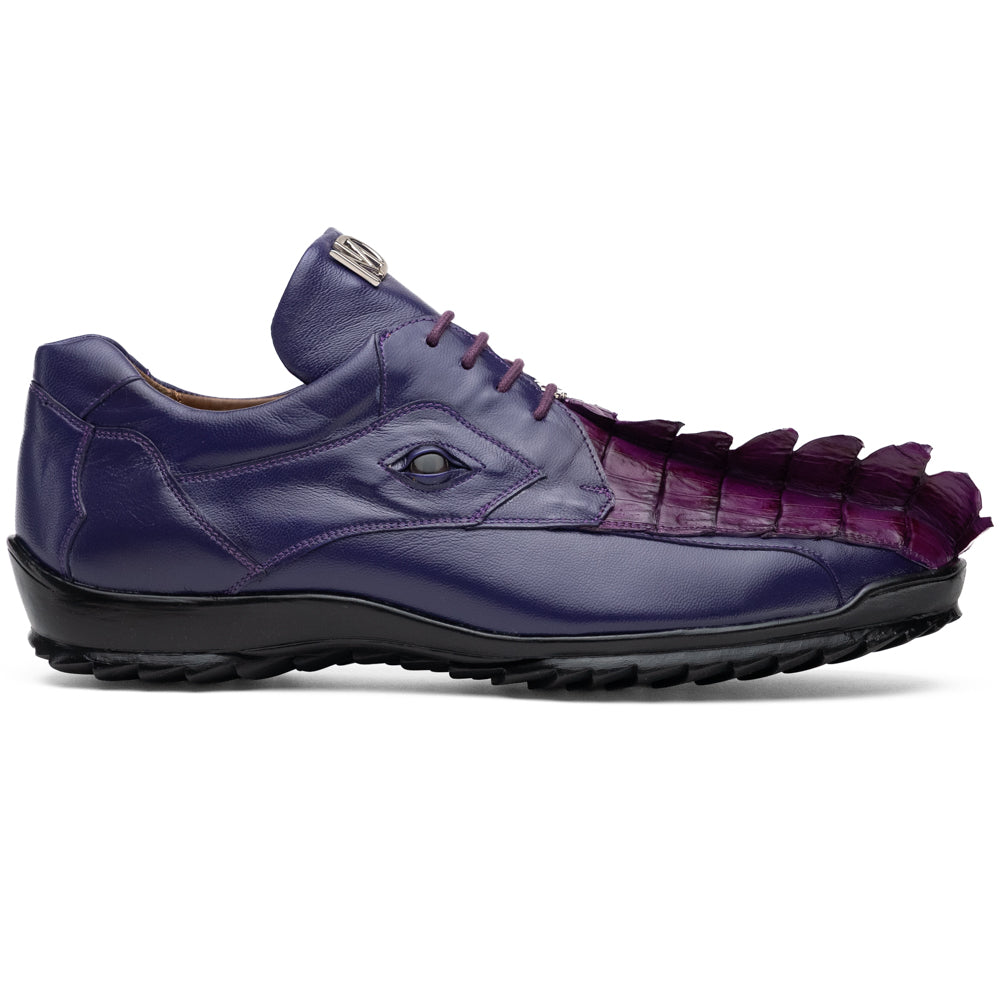 Genuine Hornback Caiman and Calf Leather Exotic Sneaker Udine Purple