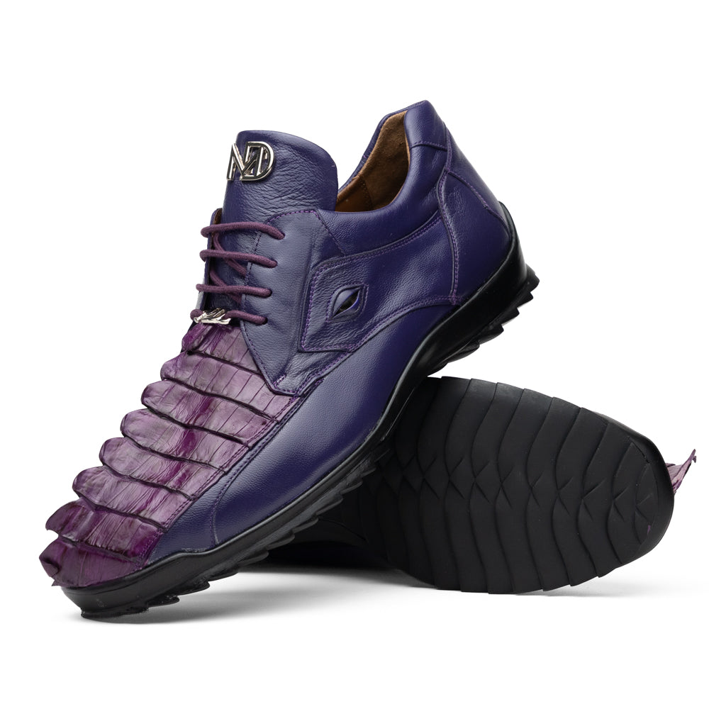 Genuine Hornback Caiman and Calf Leather Exotic Sneaker Udine Purple