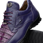 Genuine Hornback Caiman and Calf Leather Exotic Sneaker Udine Purple