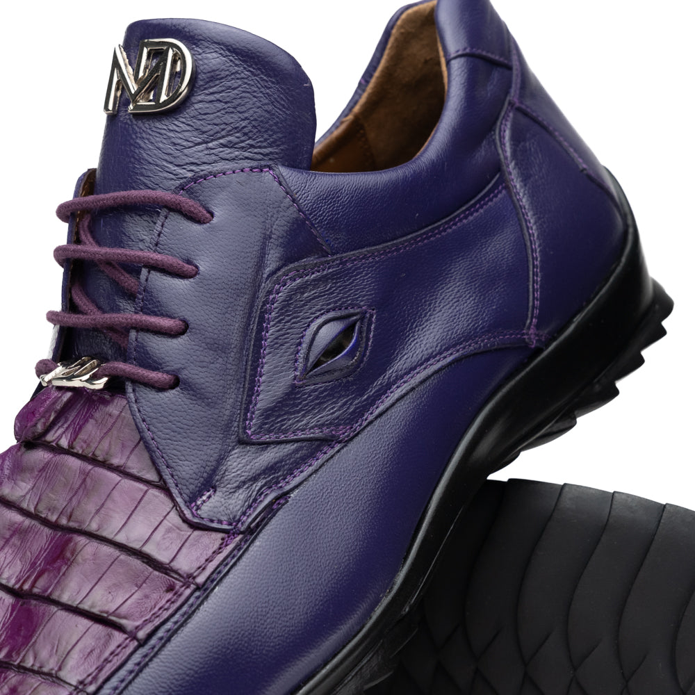 Genuine Hornback Caiman and Calf Leather Exotic Sneaker Udine Purple