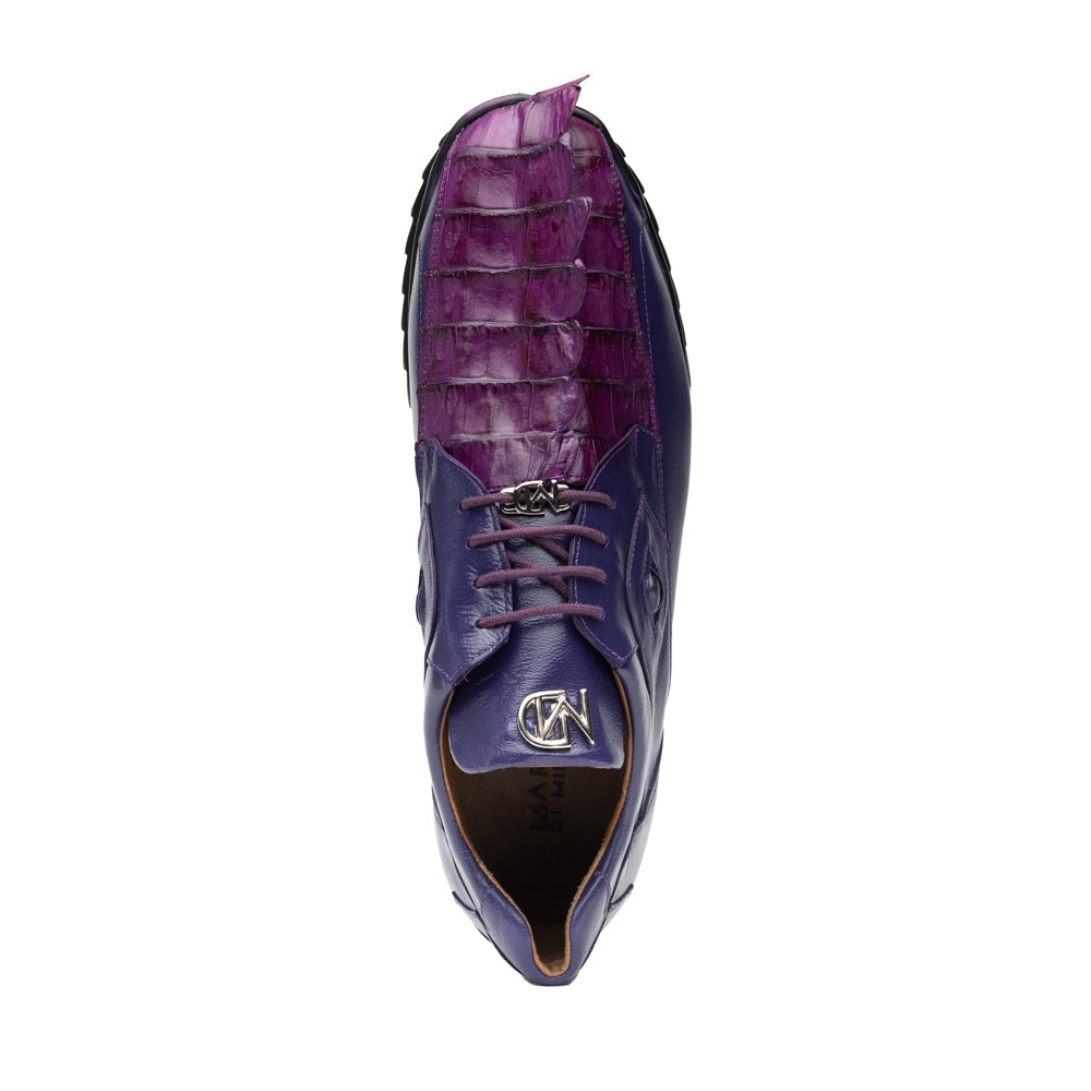 Genuine Hornback Caiman and Calf Leather Exotic Sneaker Udine Purple