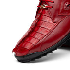 Genuine Hornback Caiman and Calf Leather Exotic Sneaker Udine Red