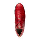 Genuine Hornback Caiman and Calf Leather Exotic Sneaker Udine Red