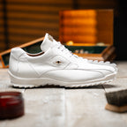 Genuine Hornback Caiman and Calf Leather Exotic Sneaker Udine White