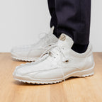Genuine Hornback Caiman and Calf Leather Exotic Sneaker Udine White