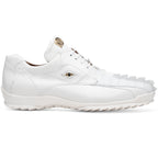 Genuine Hornback Caiman and Calf Leather Exotic Sneaker Udine White