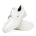 Genuine Hornback Caiman and Calf Leather Exotic Sneaker Udine White