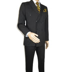 Men Suit BERLUSCONI Turkey Italian Wool 180's Double Breasted UGS94-08 Black