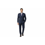 Men Suit BERLUSCONI Turkey Italian Wool 180's Double Breasted UGS94-09 Mid Blue