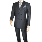 Men Suit BERLUSCONI Turkey Italian Wool 180's Double Breasted UGS94-14 Charcoal