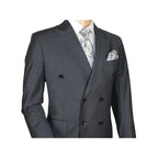 Men Suit BERLUSCONI Turkey Italian Wool 180's Double Breasted UGS94-14 Charcoal