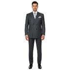 Men Suit BERLUSCONI Turkey Italian Wool 180's Double Breasted UGS94-14 Charcoal