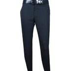 Men Suit BERLUSCONI Italian Wool 180's Pin Stripe One Button Peak UGS95-01 Navy